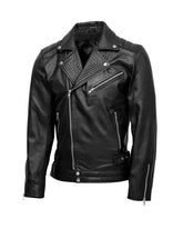 Men Quilted Biker Leather Jacket